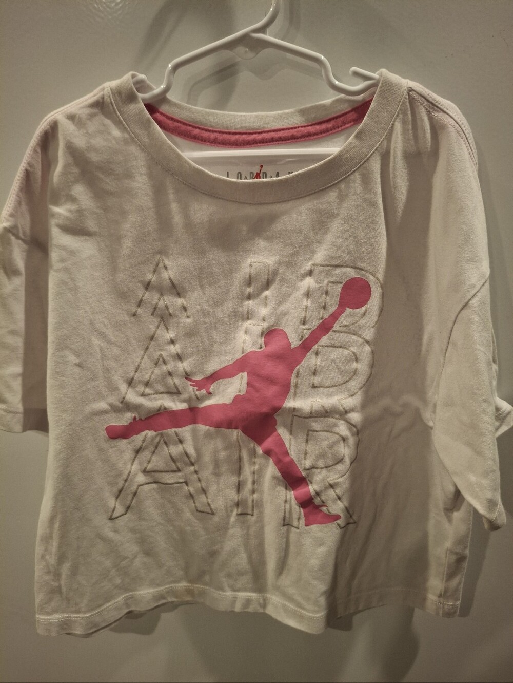 Jordan White Tee with Pink Jumpman Graphic - Kids